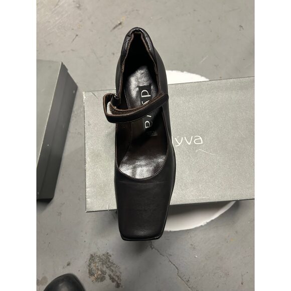 Dyva‎ Square Toe Leather Mary Jane Wedges 99 - Picture 6 of 9
